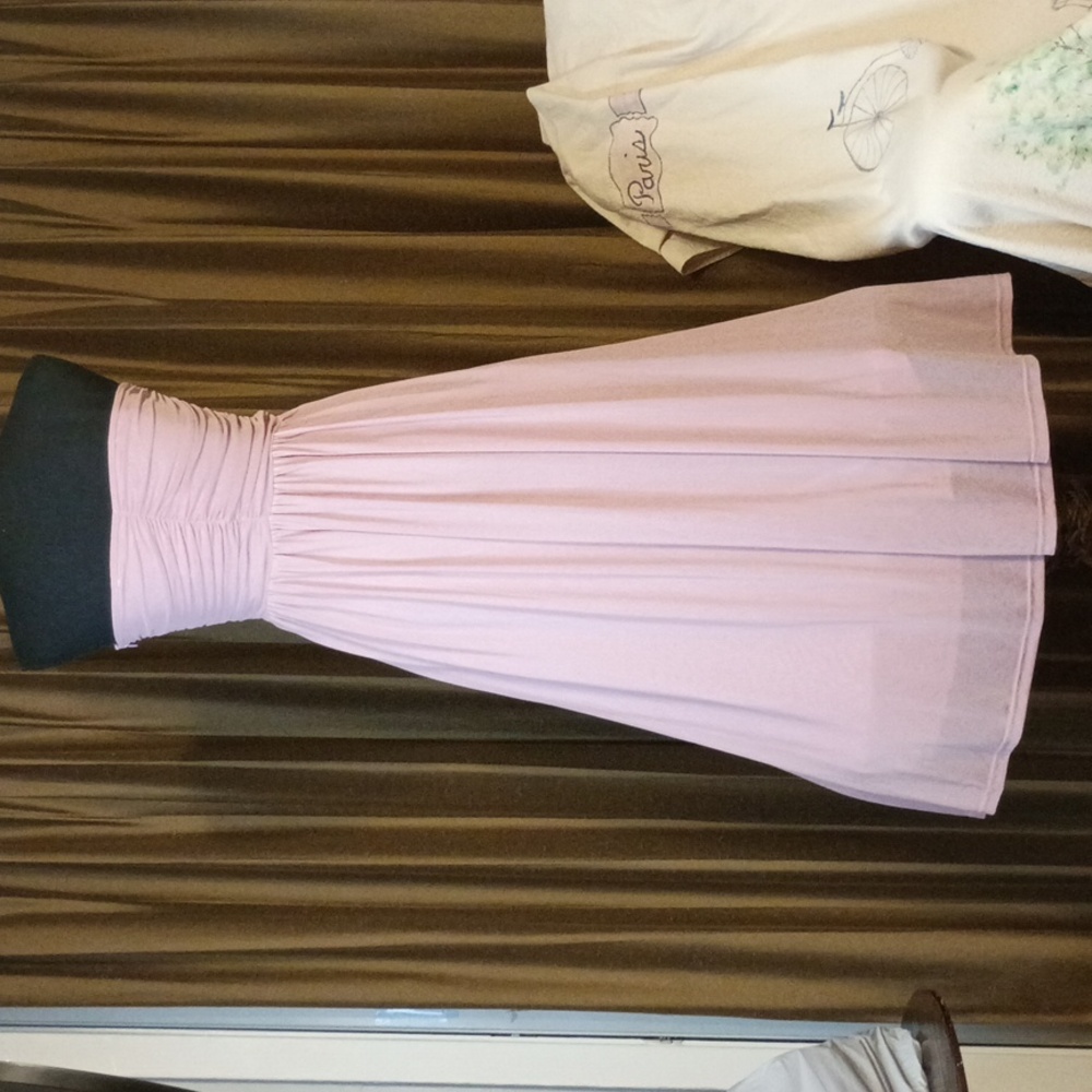 Strapless Ruched Maxi Dress in Soft Pink - Picture 4 of 14